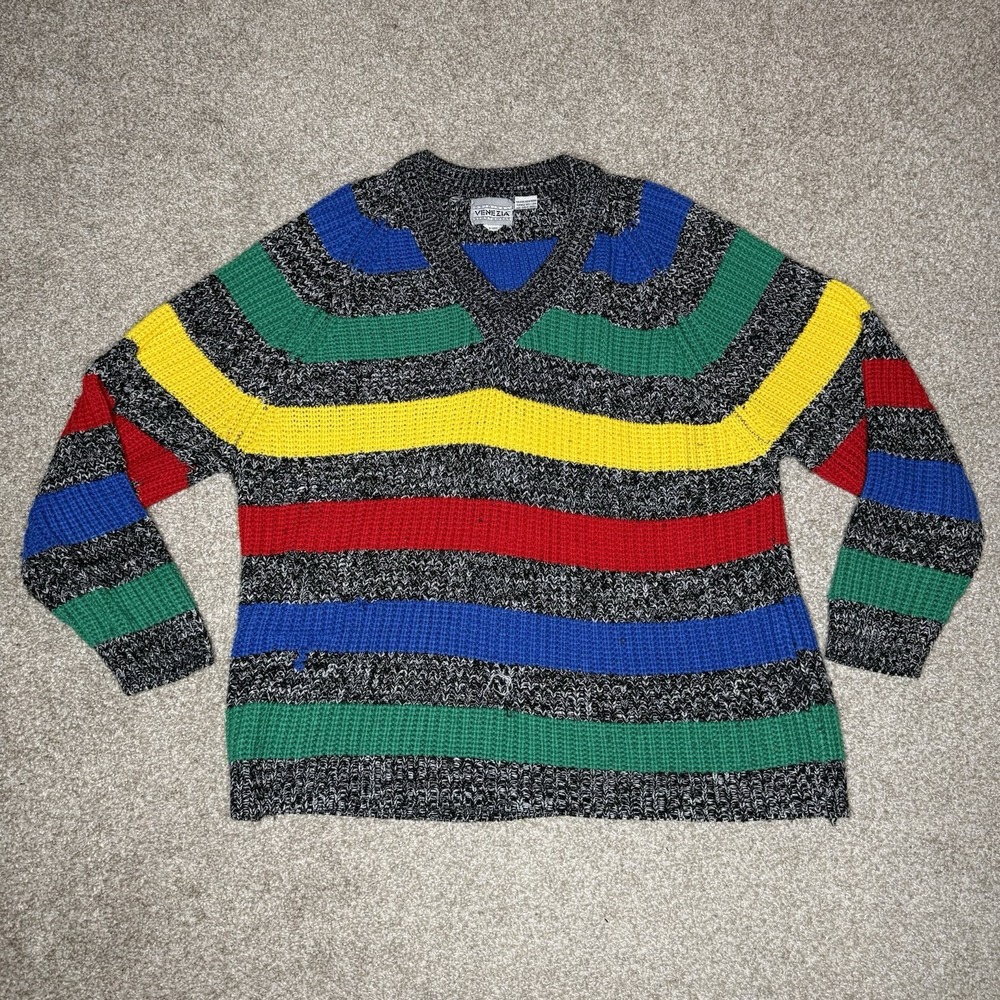 Vintage 80s Original Venezia Sportswear Sweater Women's Size 46 XLarge Colorful